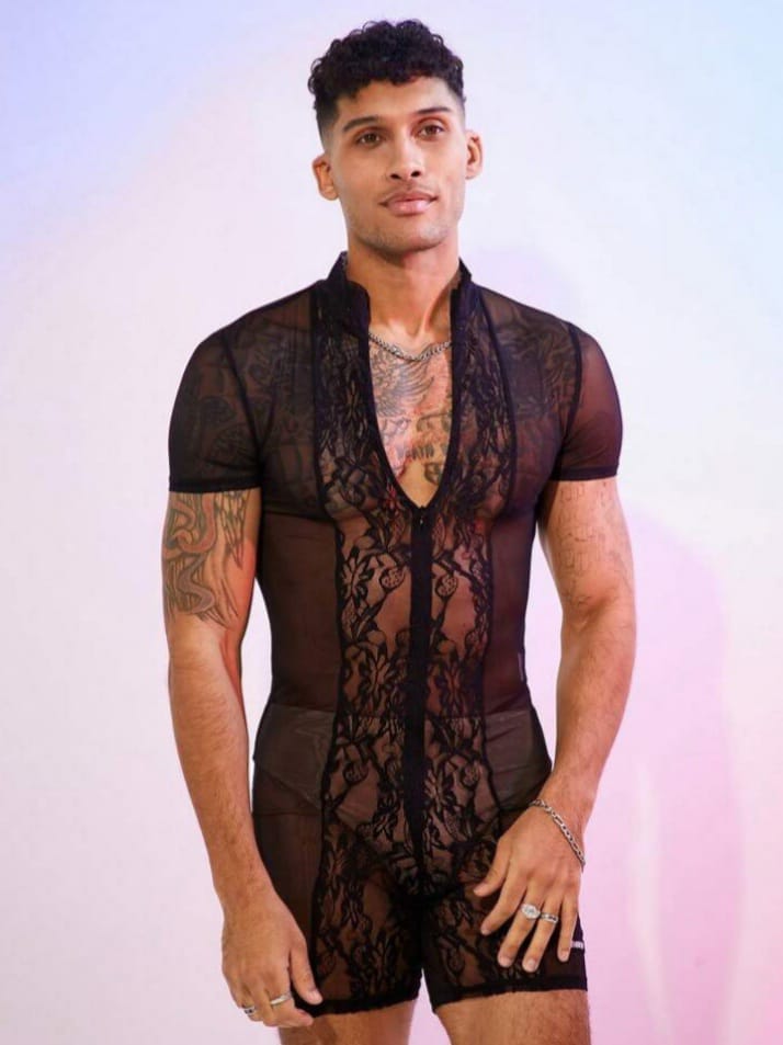 Noir Lace Illusion Romper
